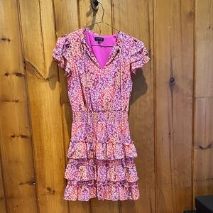 1. State Women’s Magenta Orange Floral Dress Size M